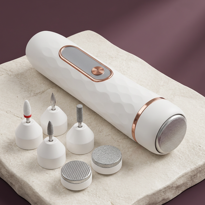 White electric callus remover with attachments product ad
